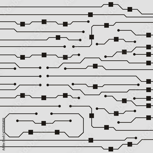 Vector circuit board illustration. Abstract circuit board background