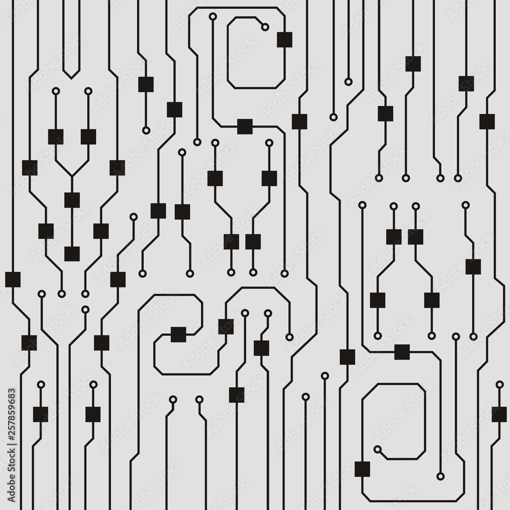 Vector circuit board background. Abstract flat circuit board illustration