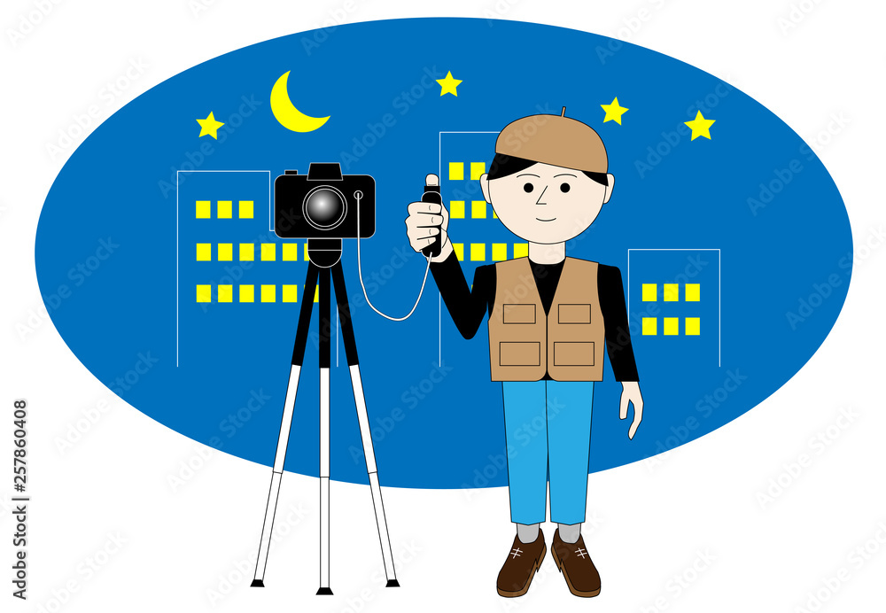 夜景を撮るカメラマンのイラスト Stock ベクター Adobe Stock