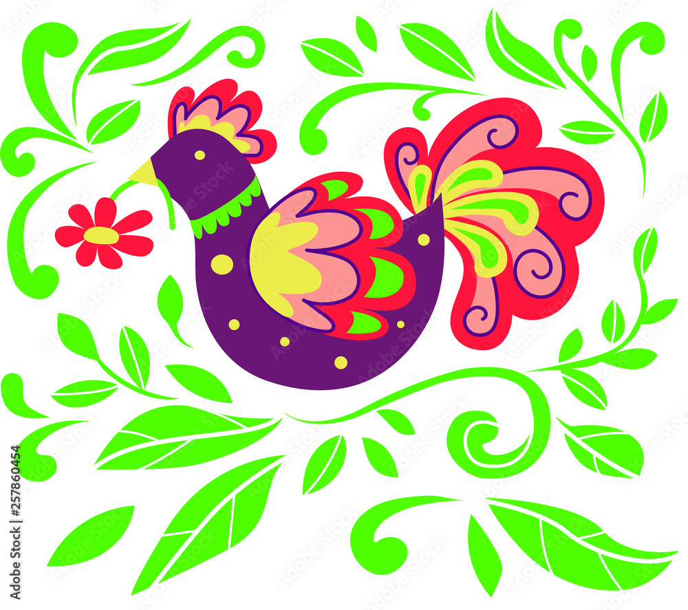 Obraz premium Vector cute greeting card with a bird.