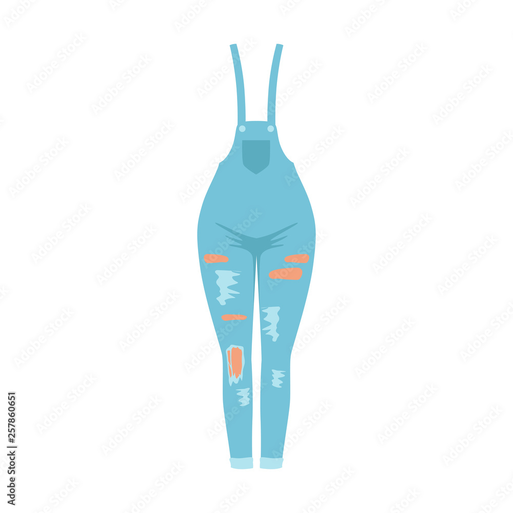 Female denim overall, fashion women clothes vector Illustration on a white background Female denim overall, fashion women clothes vector Illustration on a white background