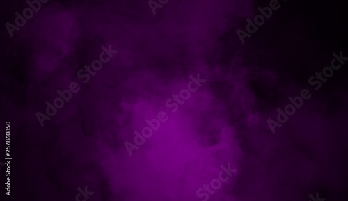 Abstract purple smoke mist fog on a black background.Design element.