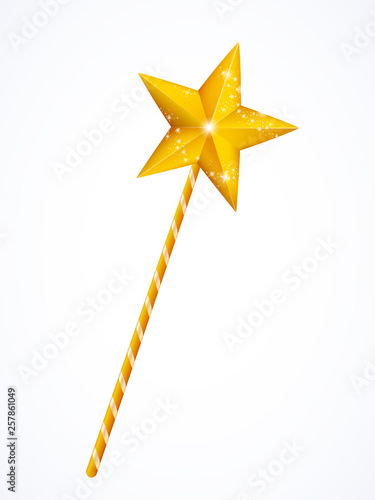 Fairy magic wand with star isolated on white background, vector illustration