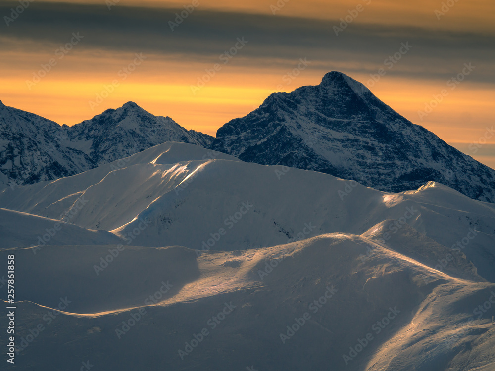 Krivan. Holy mountain of Slovaks at sunrise.