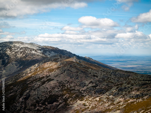 Aerial view of a mountain landscape from La Pena de Francia in La Alberca  Salamanca 