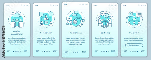 Employee skills and qualities onboarding mobile app page screen 