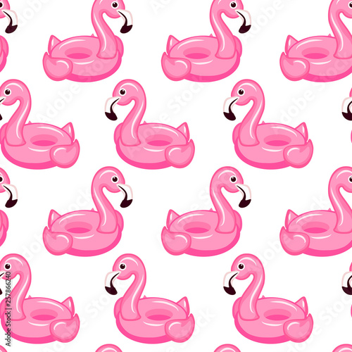 Seamless pattern flamingo inflatable.