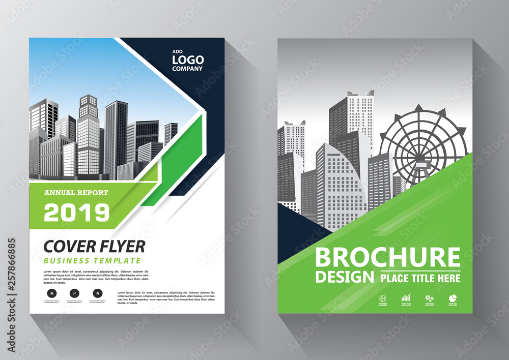 Brochure design, cover modern layout, annual report, poster, flyer in A4 with colorful triangles, geometric shapes for tech, science, market with light background