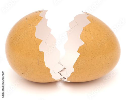 Broken Eggshell isolated on white background