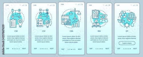 Business concepts, principles onboarding mobile app page screen template