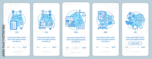 Corporate governance onboarding mobile app page screen vector template