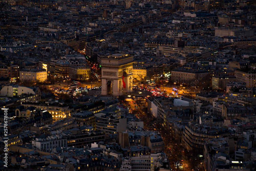 Naklejka premium view from Eiffel tower Triomphe arch