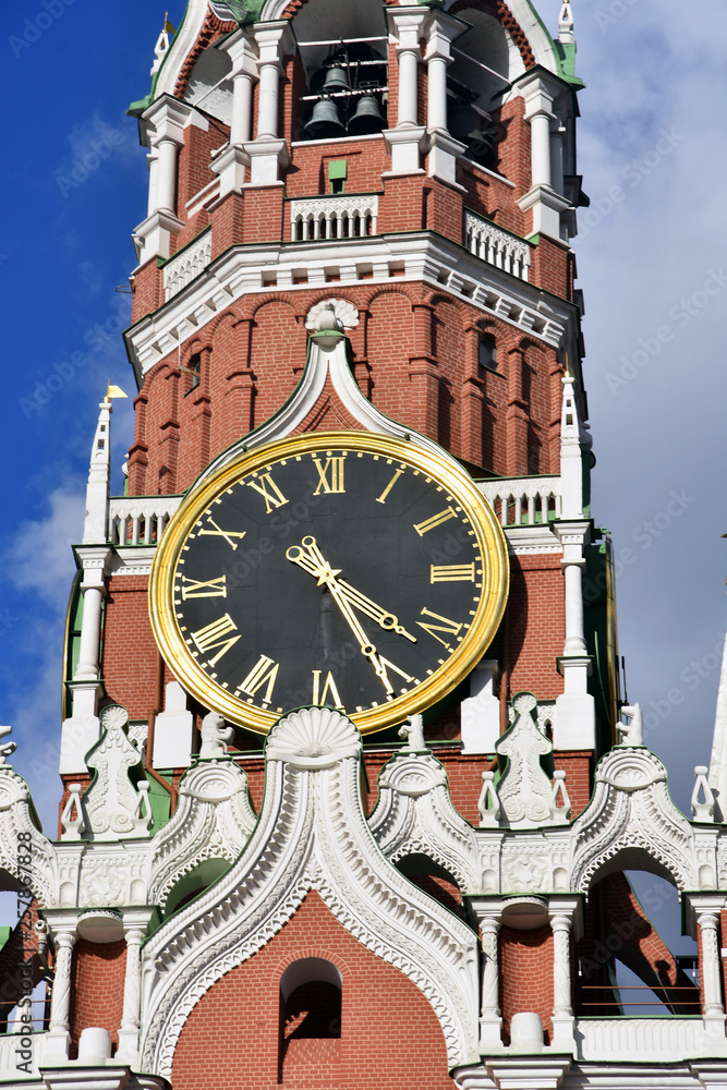Spasskaya clock tower of Moscow Kremlin.