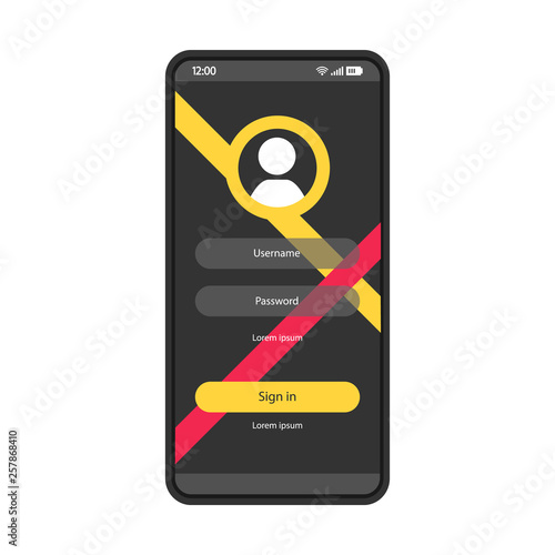 User authorization smartphone page vector template