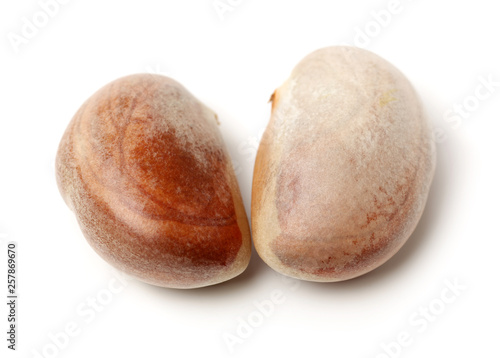 Raw Jackfruit seeds on white background