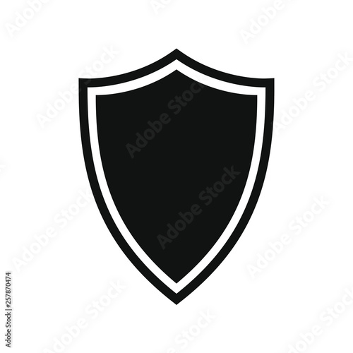 Shield icon. Protection symbol. Isolated sign black shield on white background. Vector illustration