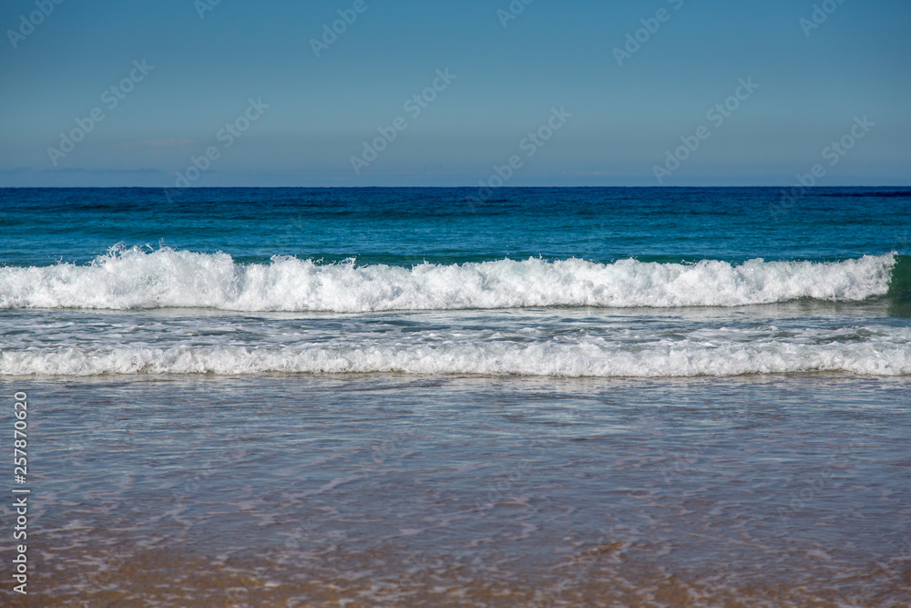 Waves at Surfers Hot spot paradise Conil de la Frontera in Andalusia Spain Atlantic ocean