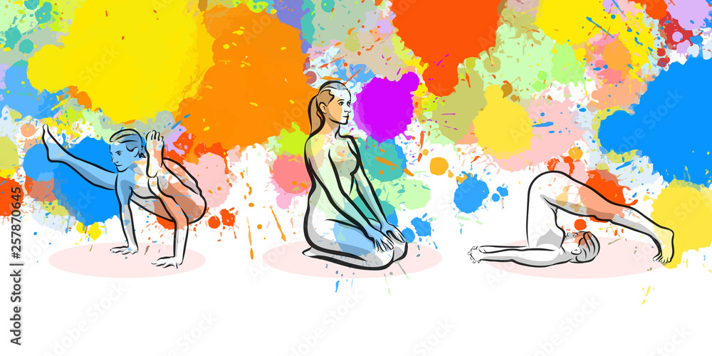Fototapeta premium Set of three yoga exercises
