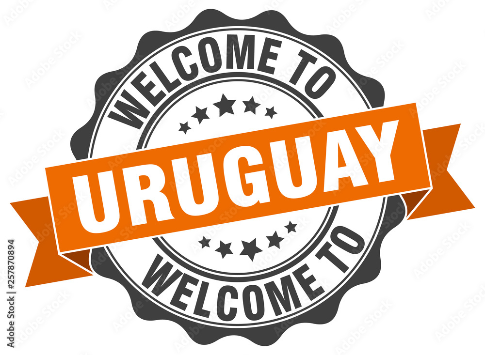 Fototapeta premium Uruguay round ribbon seal