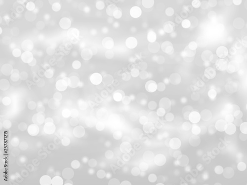 Abstract white Bokeh circles for Christmas background. White blur abstract background. Bokeh colorful glows sparkle beautiful Valentines Day concept.