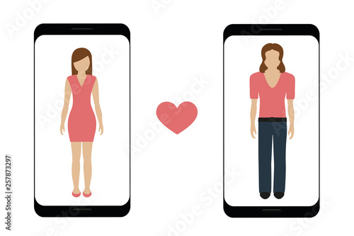 online dating app with man and woman character vector illustration EPS10