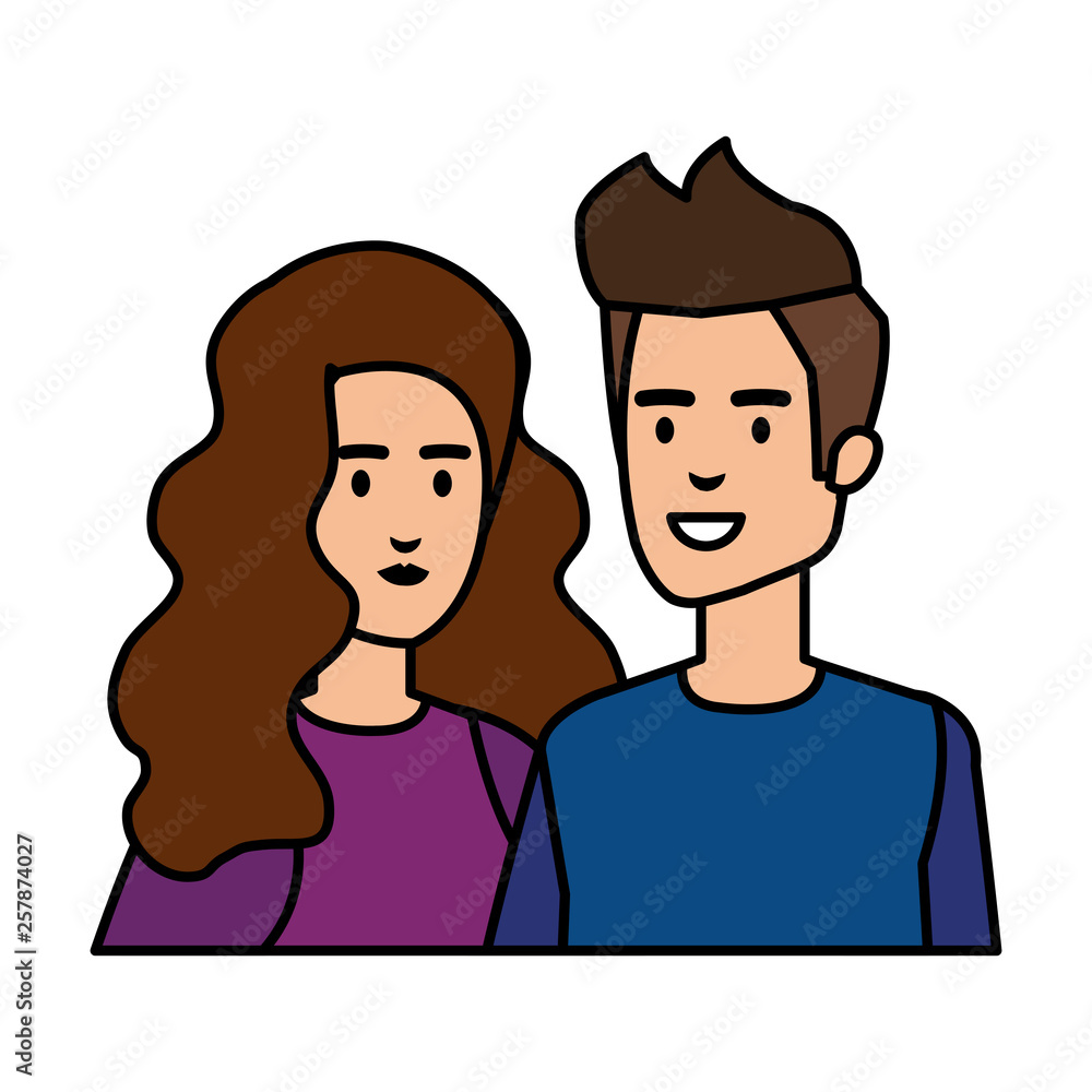 young couple avatars characters