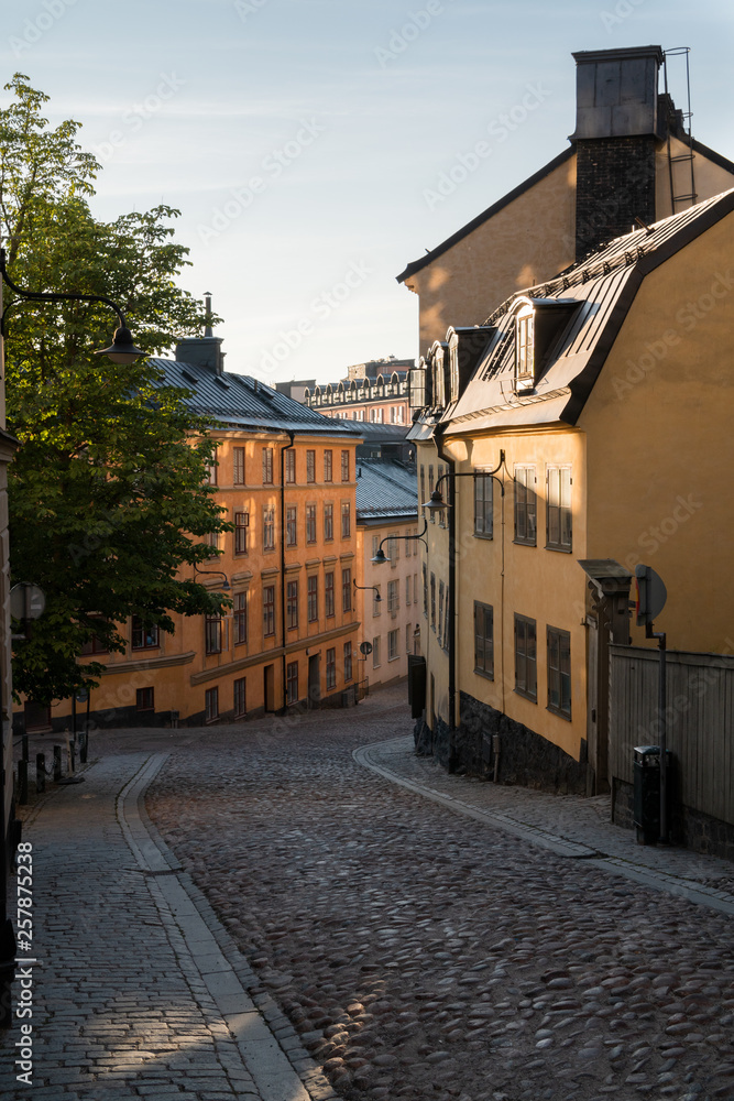 Old empty street of Stockholm