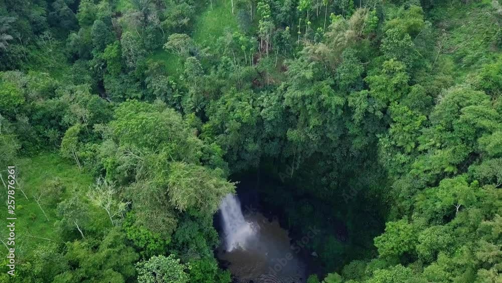 Aerial view of beautiful hiden Nungnung Waterfall. Aerial view of beautiful hiden Nungnung Waterfall.