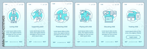 Child rights onboarding mobile app page screen vector template