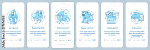 Child rights onboarding mobile app page screen vector template