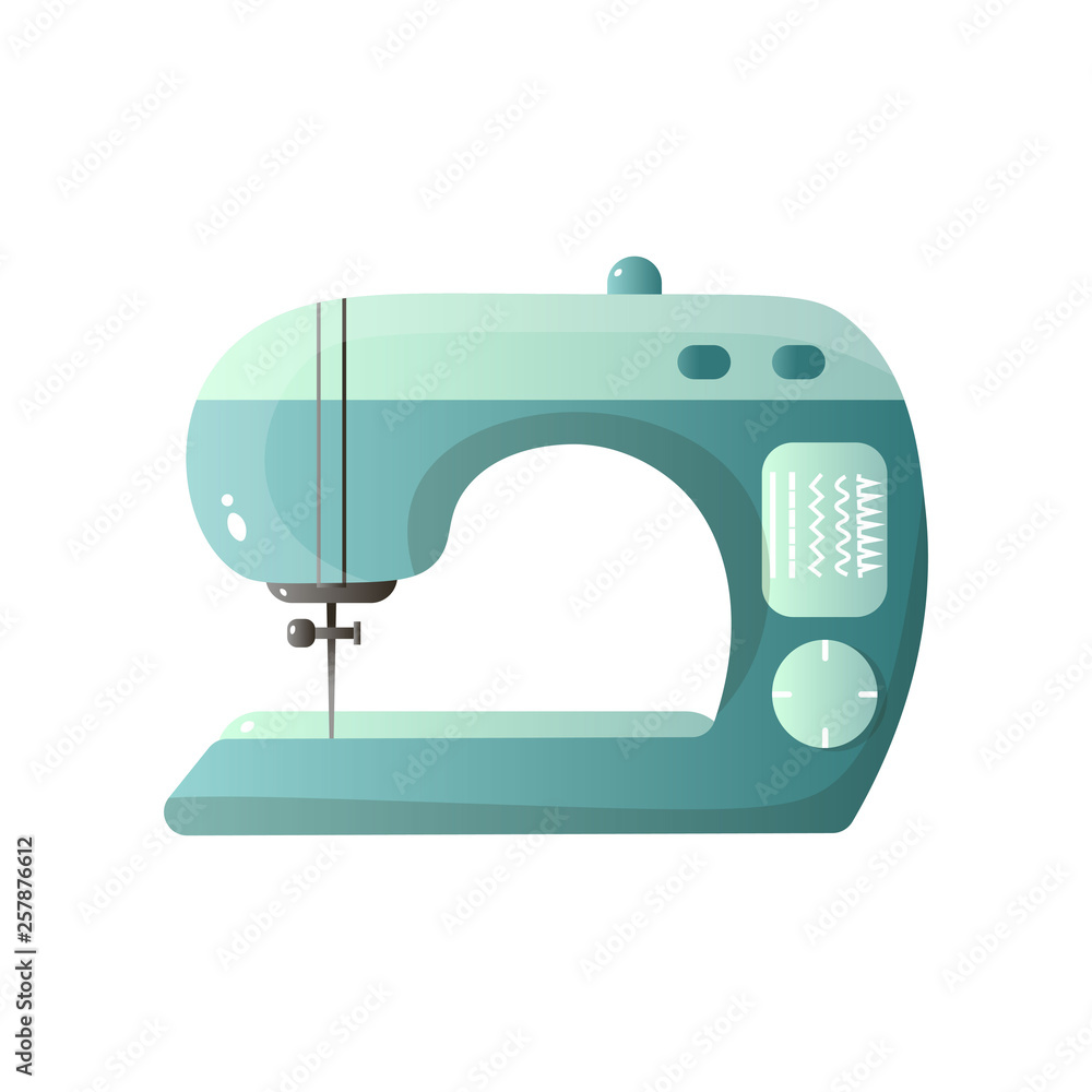 Green model sewing machine with different options print template isolated on white