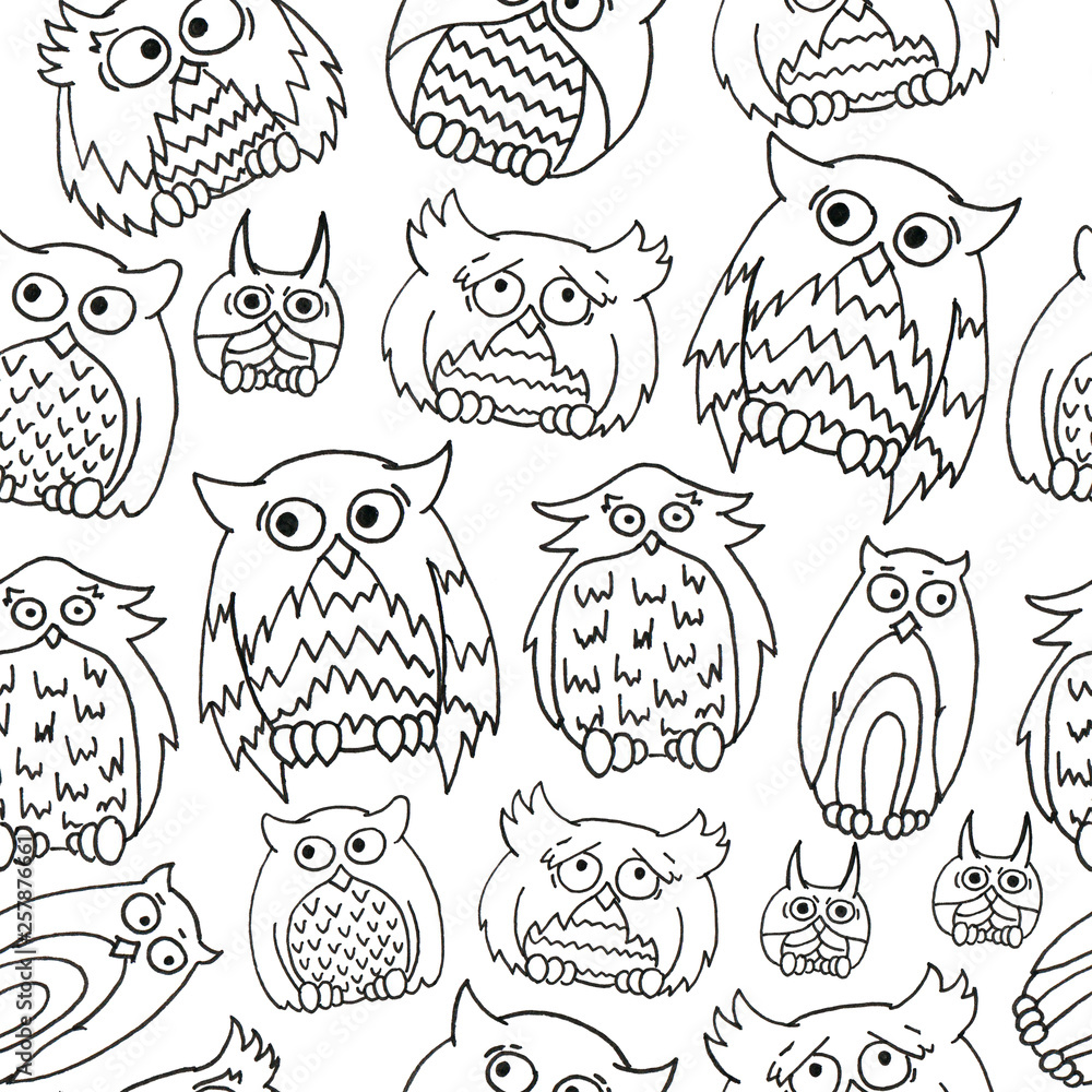 cute owl pattern.white owls for print, web or design. For kids, postcard and other
