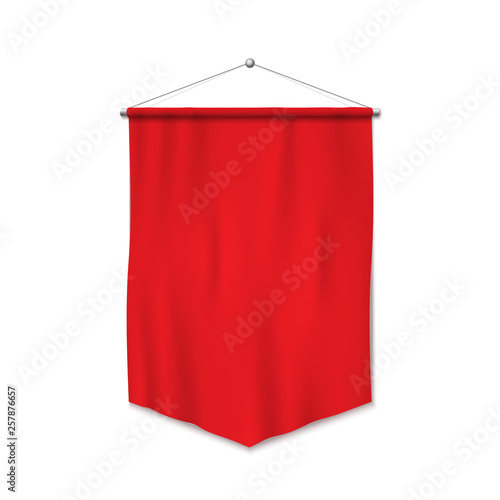 Red pennant template. Realistic empty blank pennant.
