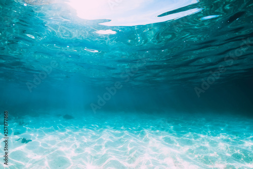 Tropical blue ocean with white sand underwater in Hawaii © artifirsov