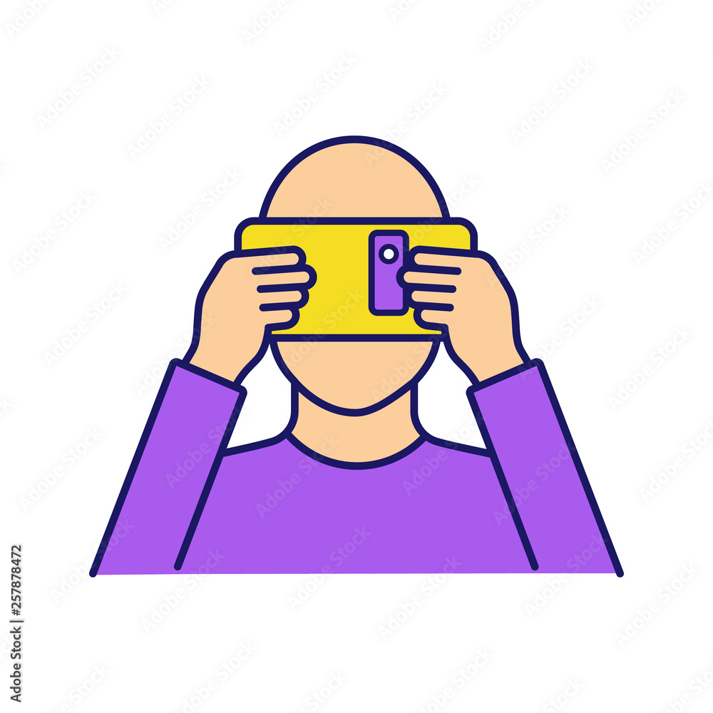 VR cardboard color icon