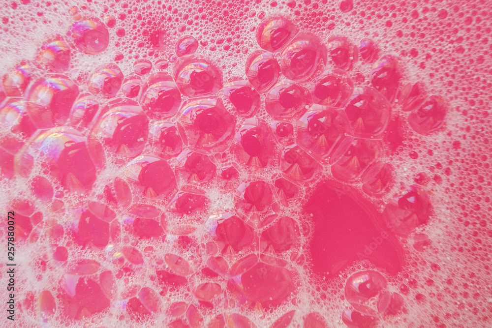 Pink soap bubbles. Abstract bubbles from soap for background.