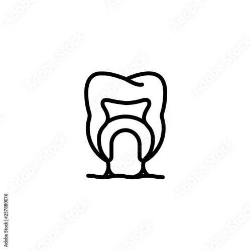 anatomy, canal, root, tooth, diagram, blood, bone icon in black outline style, vector