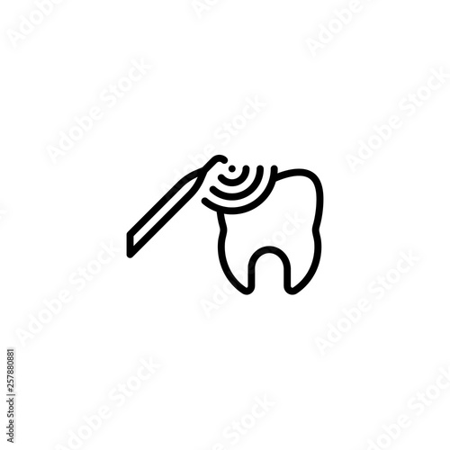 ultrasonic, cleaning, hygiene, dental, care icon in black outline style, vector