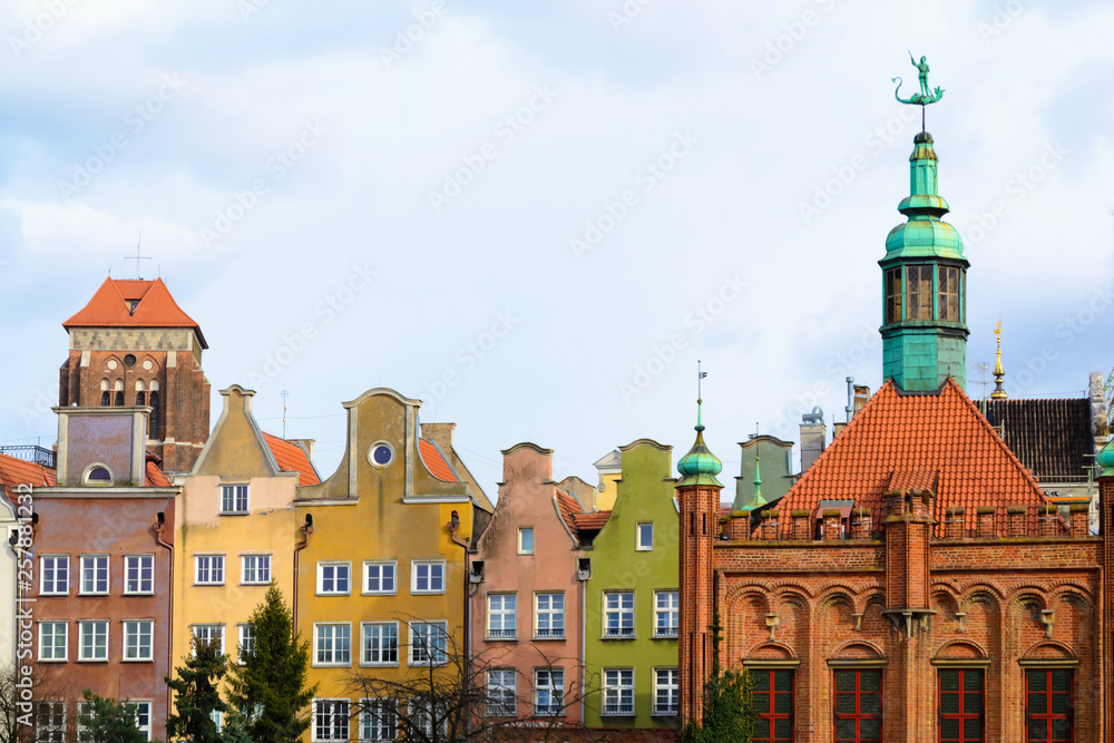 Fototapeta premium Colorful buildings in old part of Europe, Gdansk