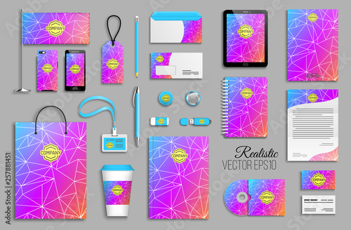 Corporate identity template set and business stationery mock-up with logotype