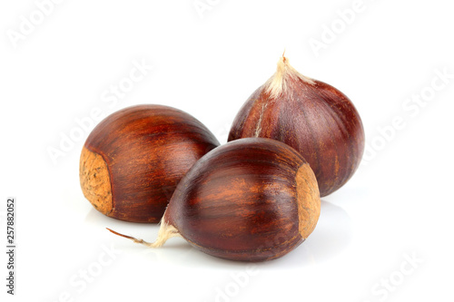 Hippocastanum.Chestnuts isolated.