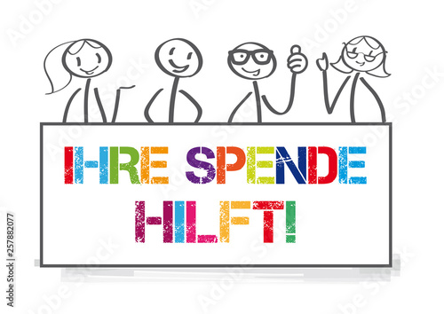 Ihre Spende Hilft. Strichmännchen mit Banner