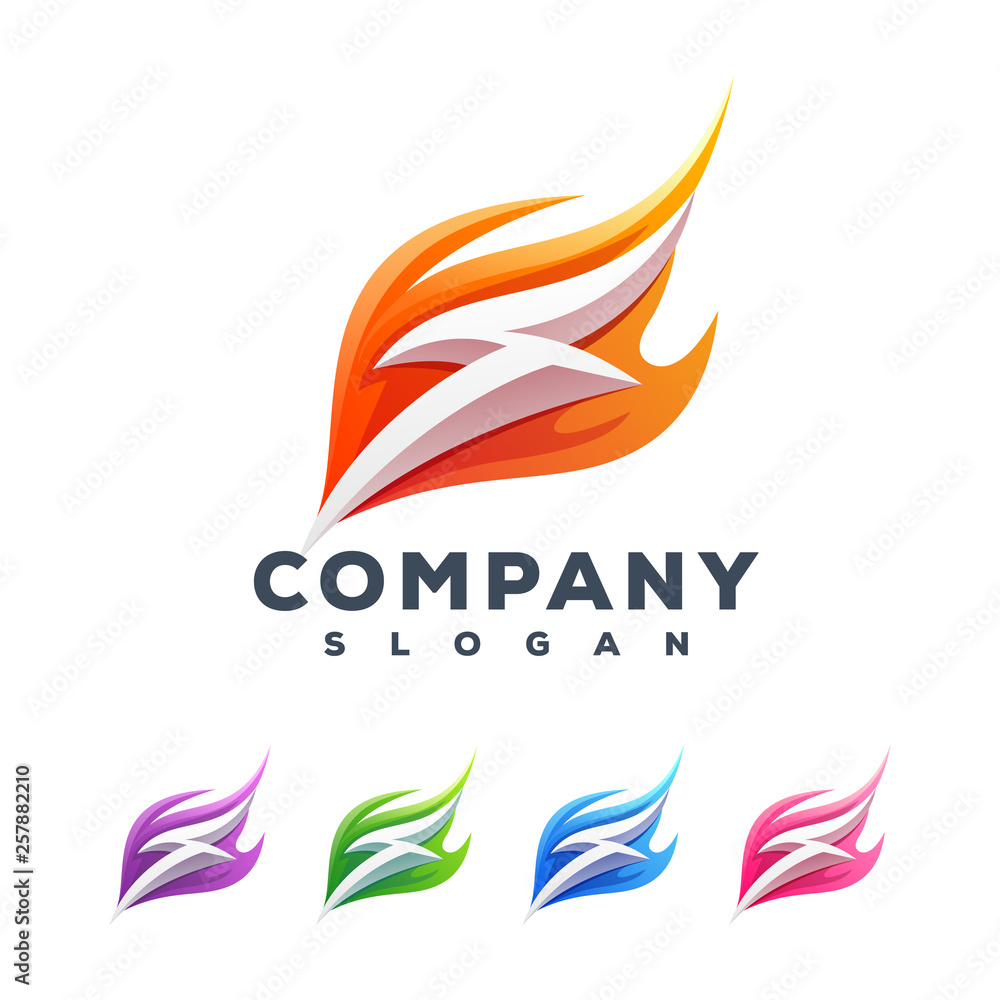 Fototapeta premium thunder flame logo design
