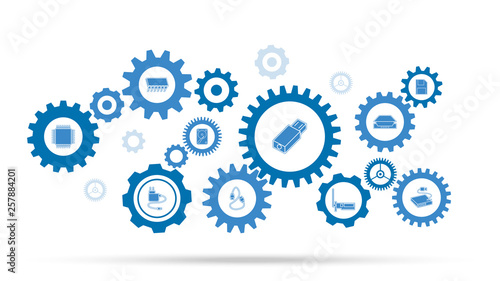 USB flash storage icon. From computer parts set