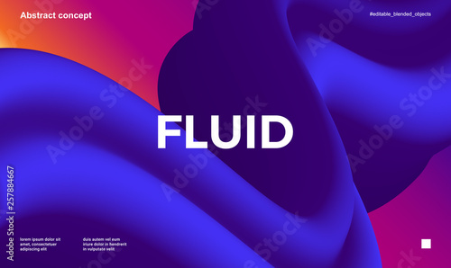 Trendy abstract design template with 3d flow shapes. Dynamic gradient composition. Applicable for landing pages, covers, brochures, flyers, presentations, banners. Vector illustration. Eps10