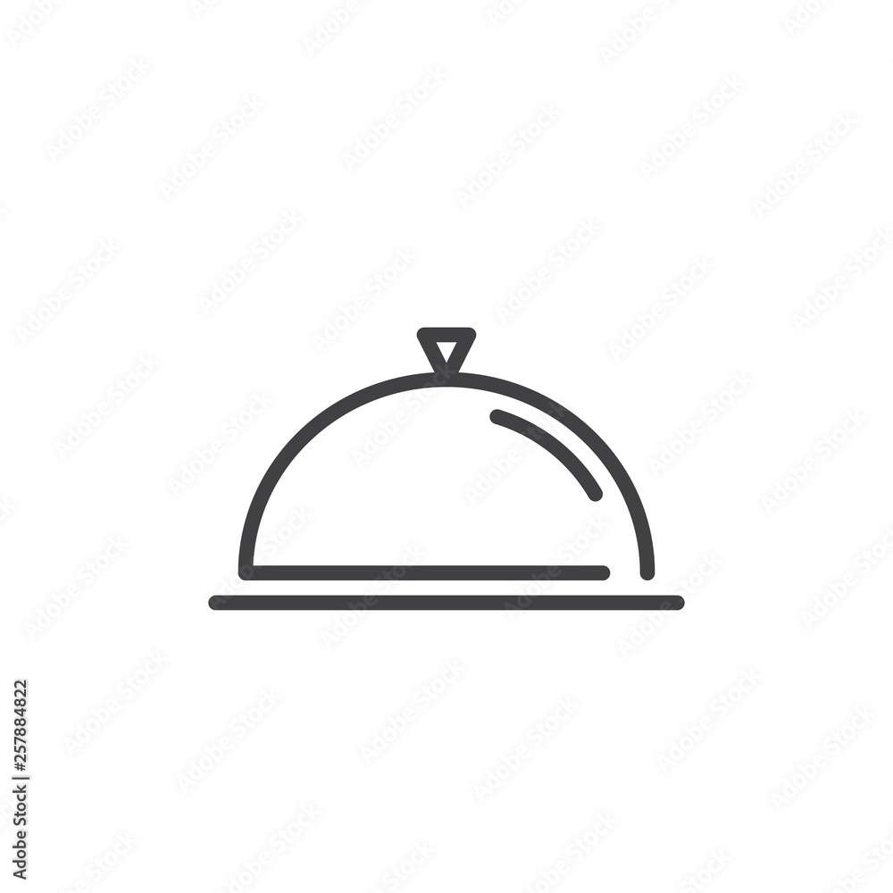 Food serving tray line icon. linear style sign for mobile concept and web design. Food platter serving outline vector icon. Symbol, logo illustration. Pixel perfect vector graphics Food serving tray line icon. linear style sign for mobile concept and web design. Food platter serving outline vector icon. Symbol, logo illustration. Pixel perfect vector graphics