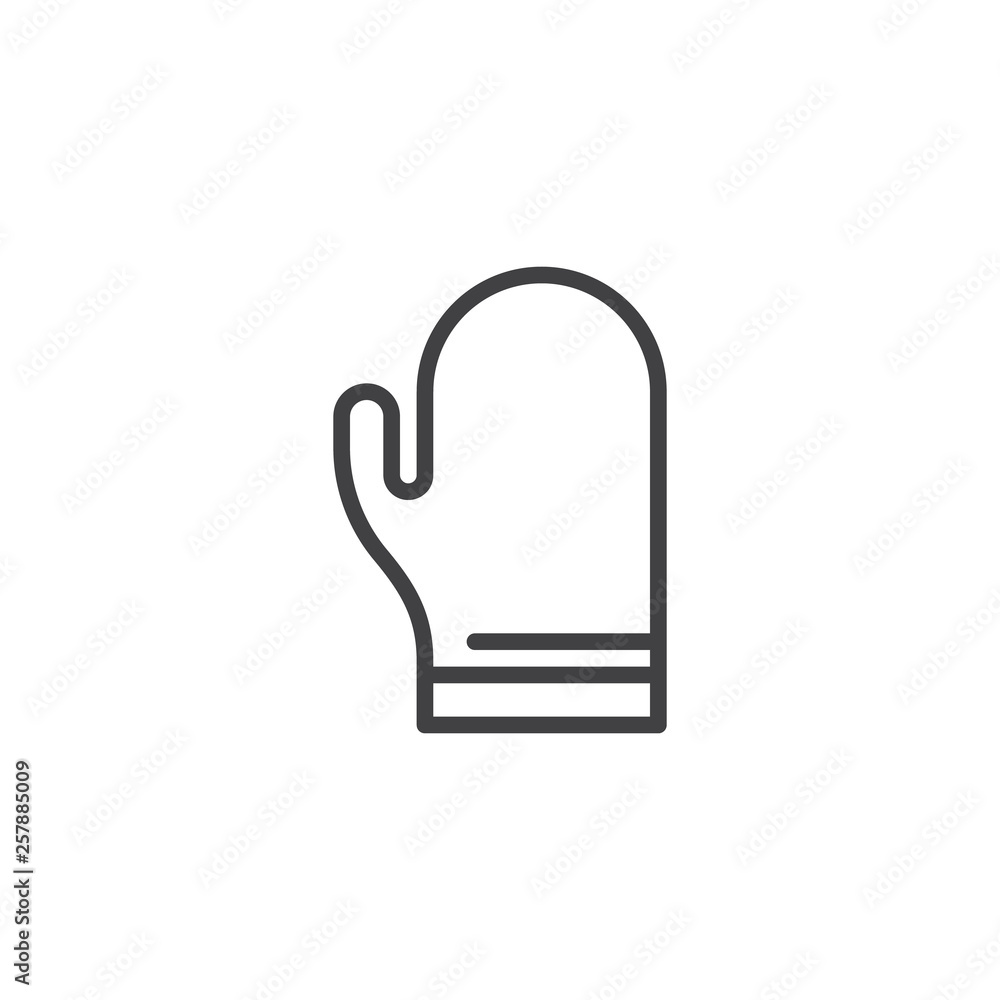 Kitchen glove line icon. linear style sign for mobile concept and web design. Oven glove outline vector icon. Pot holder symbol, logo illustration. Pixel perfect vector graphics Kitchen glove line icon. linear style sign for mobile concept and web design. Oven glove outline vector icon. Pot holder symbol, logo illustration. Pixel perfect vector graphics