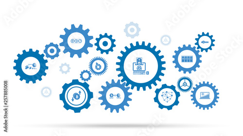 bitcoin and crypto currency concept with laptop and mining digital money app on the screen - virtual payment system infographics icon. From cryptocurrency set