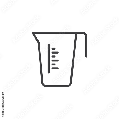 Measuring cup line icon. linear style sign for mobile concept and web design. Carafe container jug outline vector icon. Kitchen utensil symbol, logo illustration. Pixel perfect vector graphics