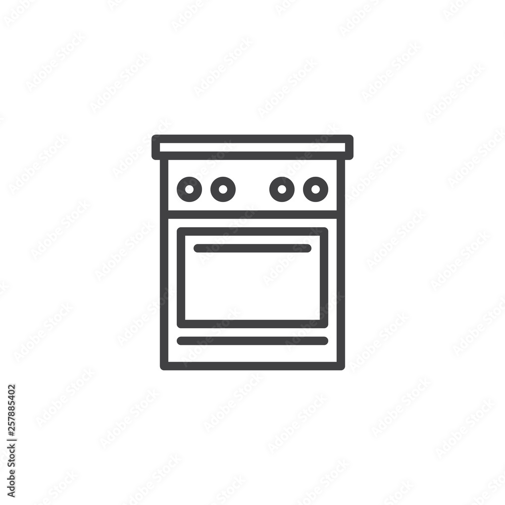 Kitchen stove line icon. linear style sign for mobile concept and web design. Oven outline vector icon. Kitchen utensil symbol, logo illustration. Pixel perfect vector graphics Kitchen stove line icon. linear style sign for mobile concept and web design. Oven outline vector icon. Kitchen utensil symbol, logo illustration. Pixel perfect vector graphics